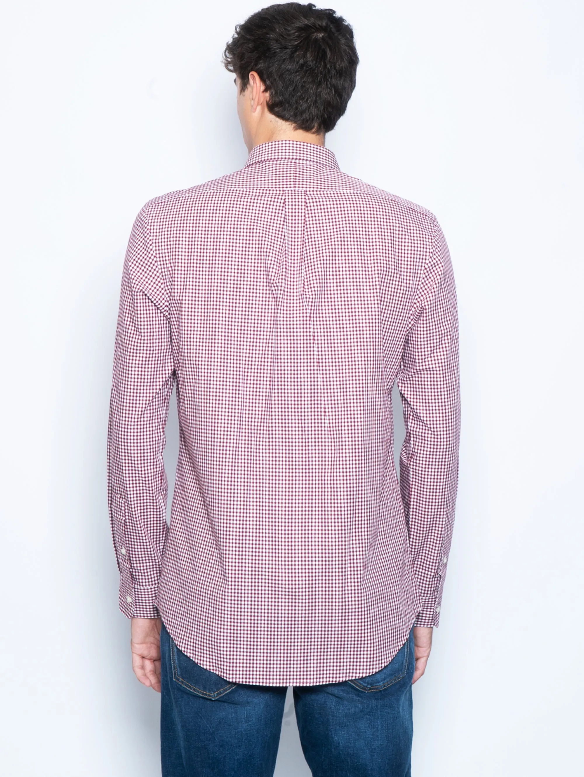 White/Burgundy Checked Shirt