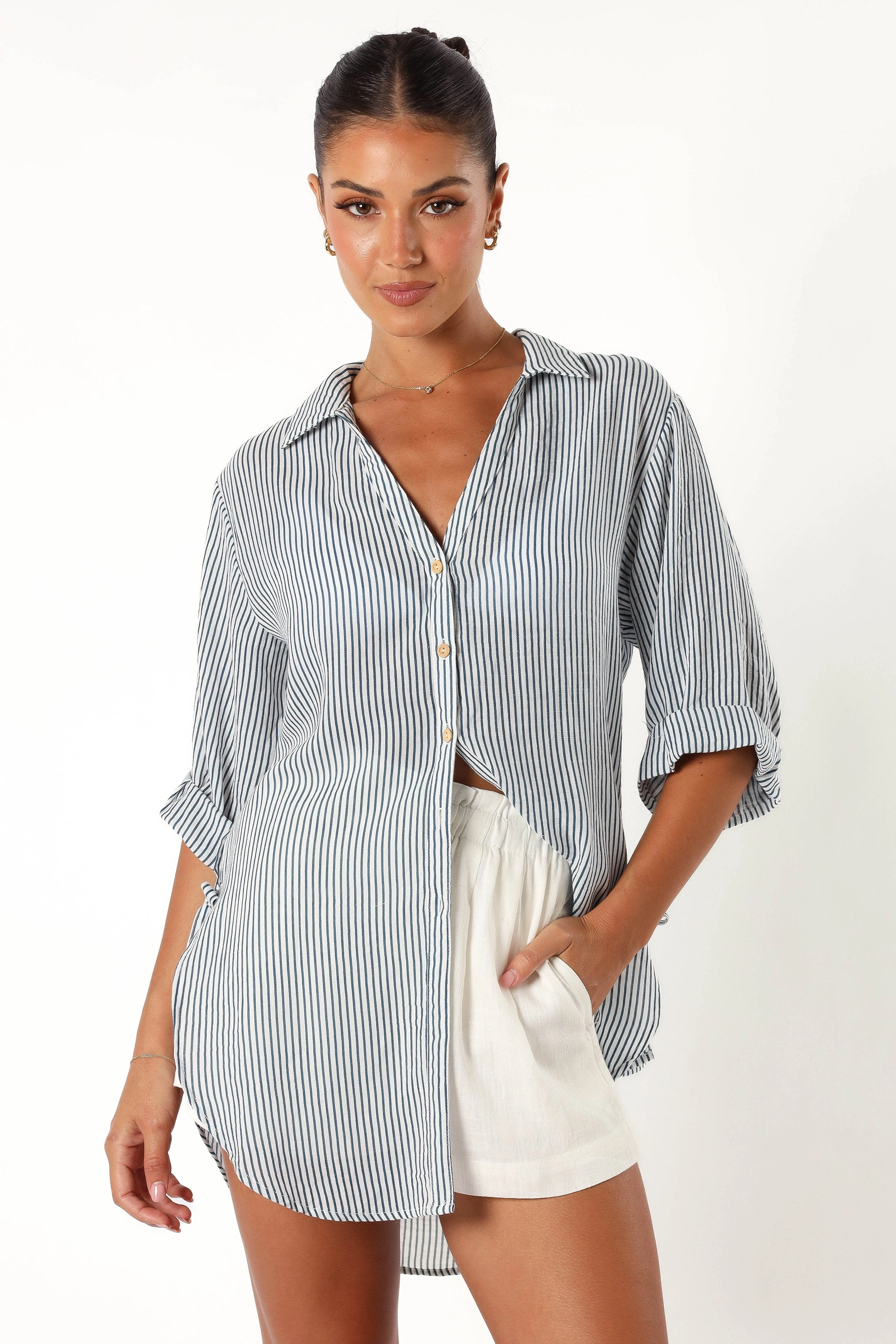Wren Oversized Shirt - Navy
