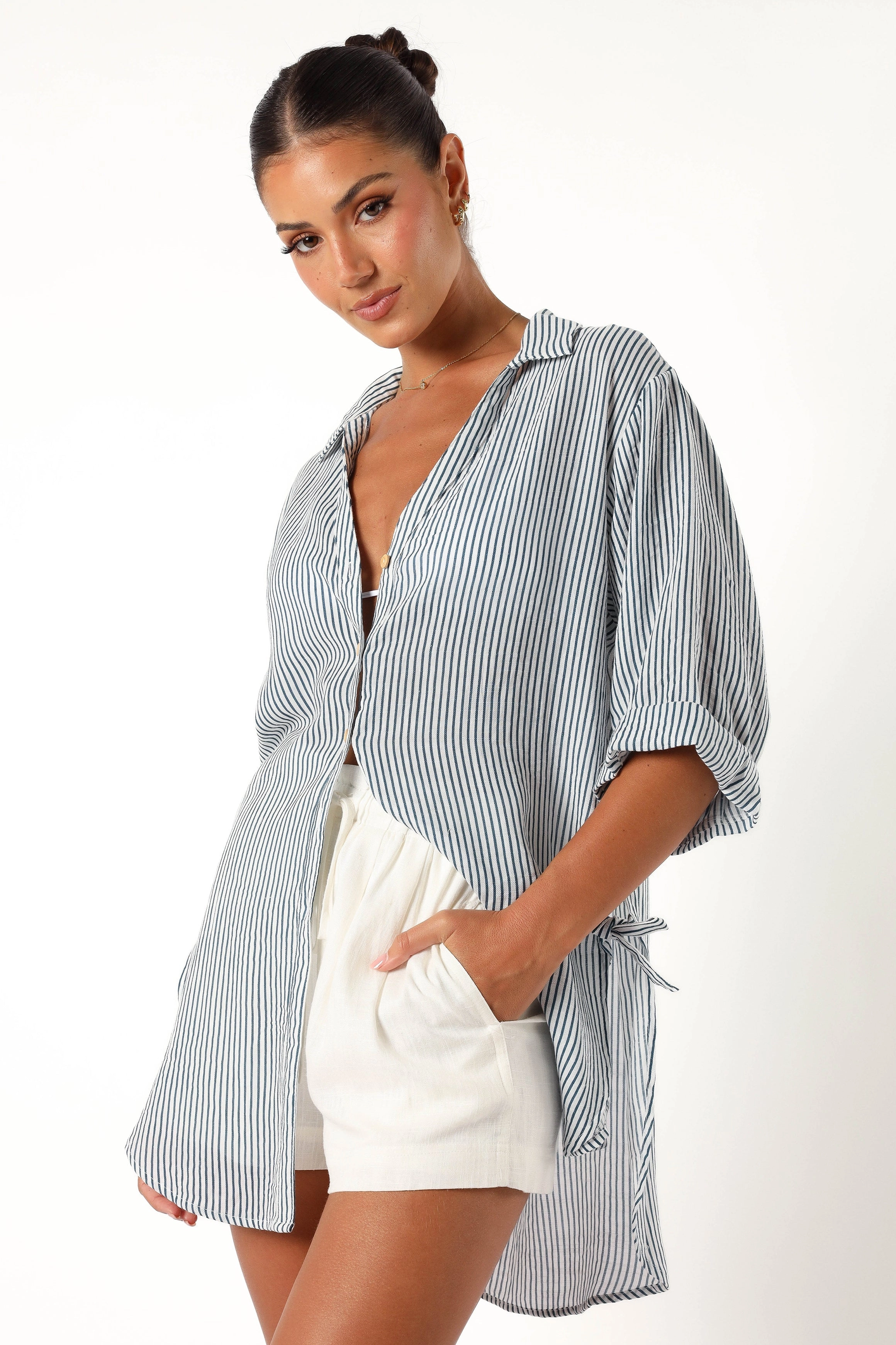 Wren Oversized Shirt - Navy
